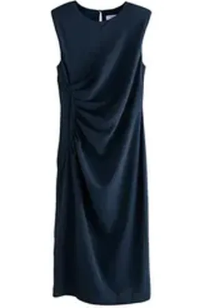 Next Midikleid Gerafftes, gerades Midikleid ohne Ärmel (1-tlg) blau 52 (GB: 24)
