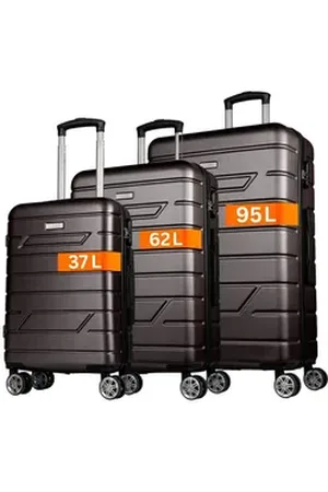 Nowi Koffer Leichter Hartschalenkoffer mit Rollen & Zahlenschloss – Trolley Set braun 204 cm