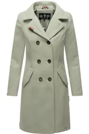 Marikoo Wollmantel Nanakoo edler Damen Trenchcoat in Woll-Optik blau XL (42)
