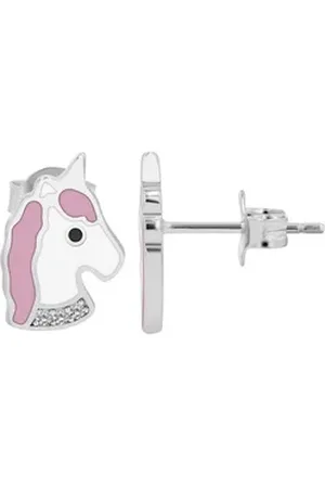 Akzent Ohrring-Set Leima 925er Echt Silber Einhorn-Ohrstecker "Leima", Emaille & (Paar), Kinder Ohrring bunt