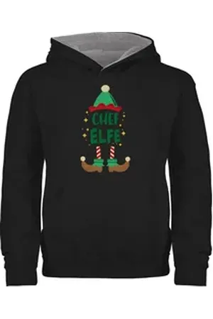 Shirtracer Hoodie Weihnachten Chef Elfe I Weihnachtself Weihnachten Kleidung Kinder grau|schwarz 116 (5/6 Jahre)