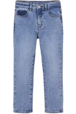 Vertbaudet 7/8-Caprijeans Mädchen Slim-Jeans, Hüftweite REGULAR blau 110