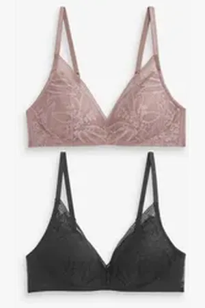 Next Bügelloser BH 2 x wattierte DD+ BHs mit Spitze, ohne Bügel (2-tlg) schwarz 85