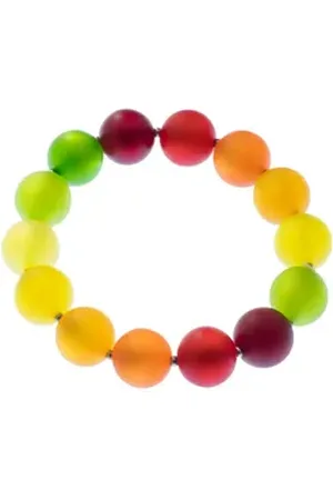 Bella Carina Perlenarmband Polaris Perlen Armband rot gelb grün, elastisch bunt L-XL