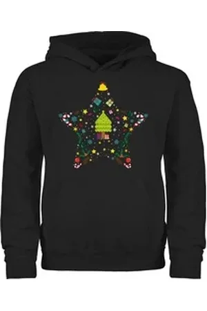 Shirtracer Hoodie Weihnachtsstern I Weihnachtsmotiv I Weihnachten Weihnachten Kleidung Kinder schwarz 116 (5/6 Jahre)