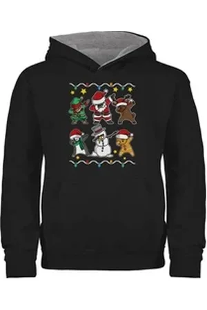 Shirtracer Hoodie Dabbing Weihnachtsfiguren I Schneemann I Weihnachtsmann I Rentier Weihnachten Kleidung Kinder grau|schwarz 128 (7/8 Jahre)