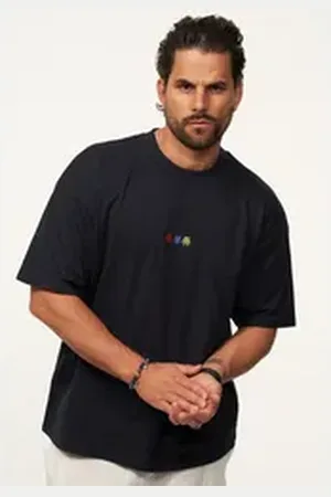 Soul Star T-Shirt mit Stickerei Herren Oversize-Fit Kurzarm Shirt mit Rundhals-Ausschnitt blau XL