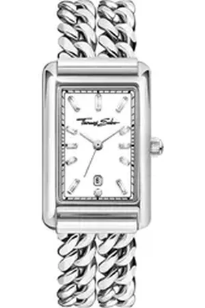 Thomas Sabo Quarzuhr ELEGANCE WA0428-201-201-22 mm, Armbanduhr, Damenuhr, Edelstahlarmband, analog, Tag, Zirkonia (synth) silberfarben