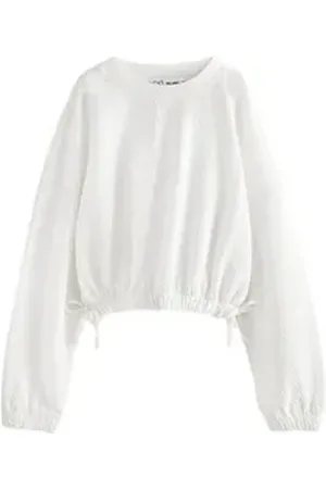Next Langarmshirt Strukturiertes Langarmshirt mit Rüschensaum (1-tlg) weiß 104 (4 J.)