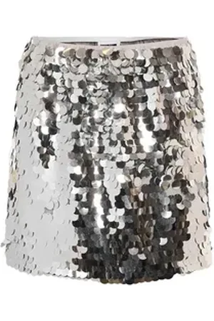 Noisy May Sommerrock Pailletten Minirock mit elastischem Bund NMSMILA MINI SEQUIN SKIRT WVN silberfarben S