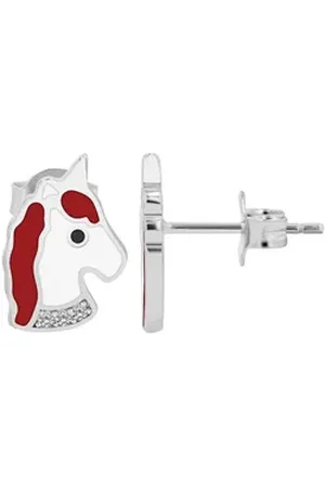 Akzent Ohrring-Set Leima 925er Echt Silber Einhorn-Ohrstecker "Leima", Emaille & (Paar), Kinder Ohrring bunt