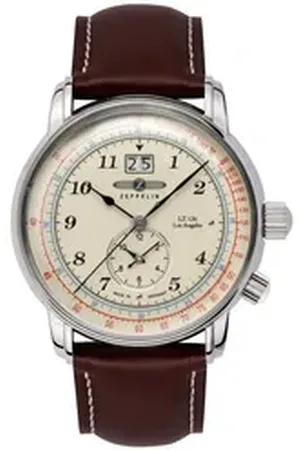 Zeppelin Quarzuhr LZ 126 Los Angeles Big Date 8644-5, Armbanduhr, Herrenuhr, Datum, Lederarmband, Made in Germany braun