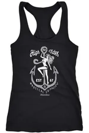 Neverless Tanktop Damen Tank-Top Ankermotiv High Tides Nautical Supplies Frauenmotiv Racerback ® schwarz L