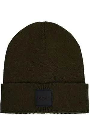 HUGO BOSS Strickmütze Foxxy R mit aufgesticktem Markenpatch grün