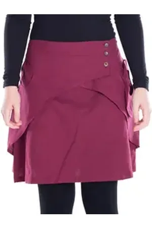 Vishes Minirock Damen Mini-Rock Baumwolle A-Linie breiter Bund mit Knopfleiste und Alternative Bekleidung, Ethno, Hippie, Retro Style rot 36