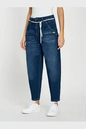 Gang Loose-fit-Jeans Silvia Jogger Balloon Fit (1-tlg) Kordel blau 25