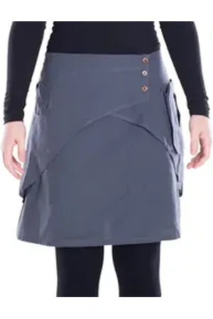 Vishes Minirock Damen Mini-Rock Baumwolle A-Linie breiter Bund mit Knopfleiste und Alternative Bekleidung, Ethno, Hippie, Retro Style grau 40