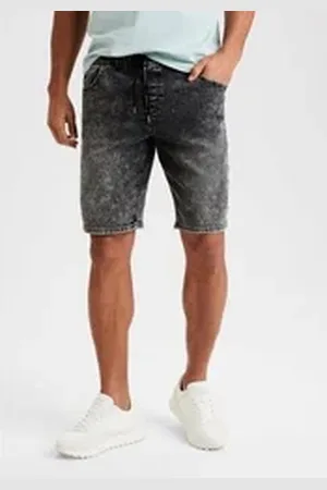 Buffalo Jeansshorts knielang, elastische Schlupf-Bermuda, kurze Hose in moonwashed schwarz XL (56/58)
