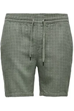 Only & Sons Sweatshorts Strukturierte Kurze Hose mit Kordelzug und Taschen ONSTEL LINEN LATHAM 0257 SHORTS NOOS grün S