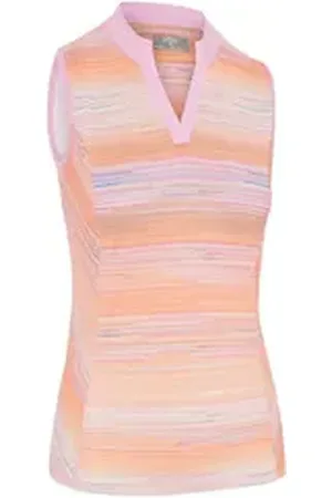 Callaway Poloshirt Golf Polo Striped Sleeveless Papaya Damen S