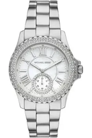 Michael Kors Quarzuhr EVEREST MK7403, Armbanduhr, Damenuhr, Perlmutt-Zifferblatt, Edelstahlarmband silberfarben