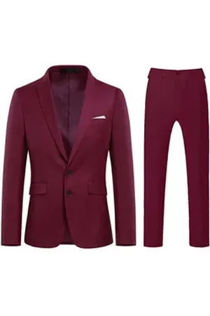 Allthemen Anzug (2 tlg, Sakko & Hose) Herren Anzug mit 2 Knöpfe Herrenanzug für Business rot 52