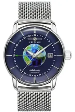 Zeppelin Automatikuhr Atlantic Automatic GMT 8468M-3, Armbanduhr, Herrenuhr, Made in Germany, Mechanische Uhr, Edelstahlband silberfarben