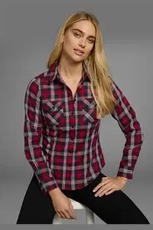 ARIZONA Karobluse Lässiger-Holzfäller-Look rot|schwarz 44