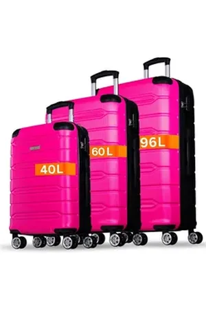 Nowi Hartschalen-Trolley Koffer Hartschalenkoffer mit Zahlenschloss & 8 Rollen Trolley, Zahlenschloss rosa 204 cm