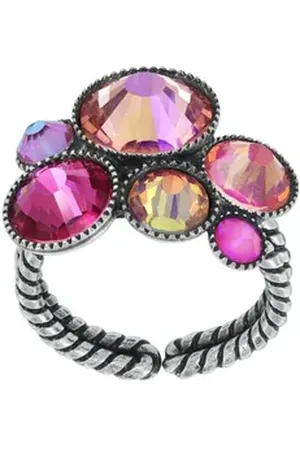 Konplott Fingerring Ring Water Cascade Glam pink antik Silber rosa