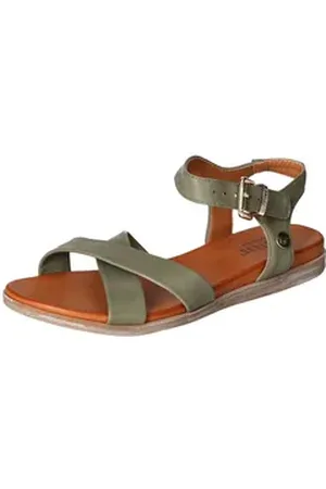 Mustang Shoes Sandale, Sommerschuh, Sandalette, Riemchensandale, mit breiten Riemen grün 42 EU