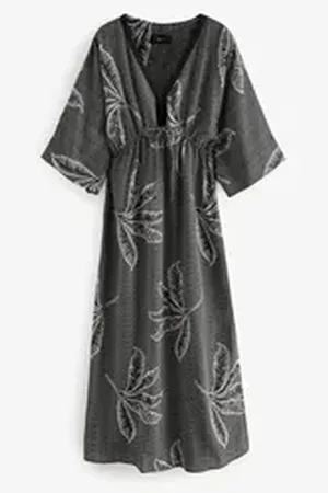 Next Maxikleid Kaftan-Maxikleid (1-tlg) schwarz L