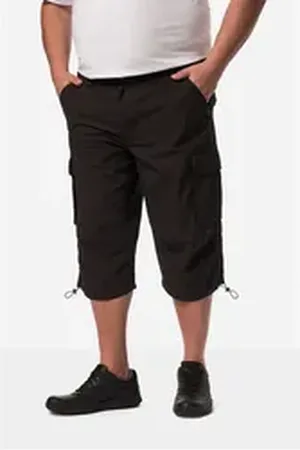 Happy Size Men Plus Bermudas Men+ 3/4-Cargohose Ripstop teilelastischer Bund schwarz 70