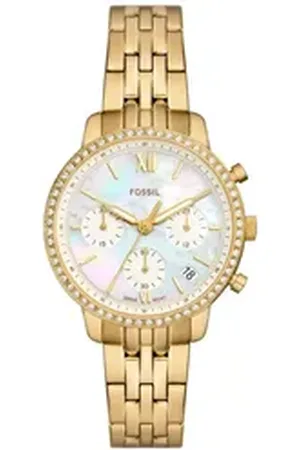 Fossil Chronograph Damen-Uhr Neutra Chronograph Edelstahl-Armband Gold-Ton ES5358