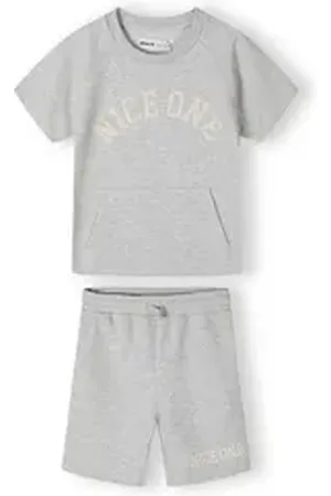 Minoti Sweatanzug Set aus bedrucktem T-Shirt und Shorts (9m-8y) grau 98-104cm