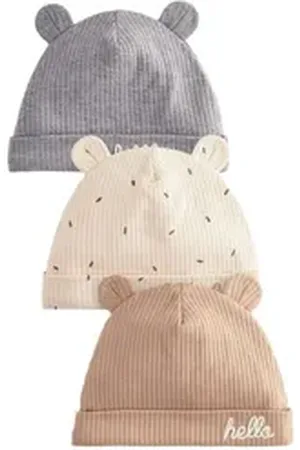 Next Erstlingsmütze Baby Jerseymützen, 3er-Pack (3-St) beige Kopfumfang: 44 cm.