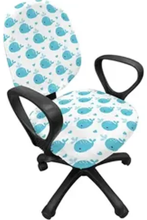Abakuhaus Bürostuhlhusse dekorative Schutzhülle aus Stretchgewebe, Wal Kleine Fische für Baby-Kinder weiß