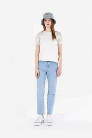 Colins Girlfriend-Jeans Mom Fit Tapered Leg Damenjeans grau 27-28