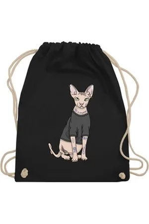 Shirtracer Turnbeutel Tattoo Sphynx-Katze, Katzenbesitzer Geschenk schwarz