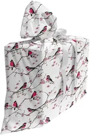 Abakuhaus Spielzeugtruhe Stoffbeutel für Partygeschenke mit 3 Bändern, asiatisch Dompfaff Vögel Sakura grau|rosa|schwarz
