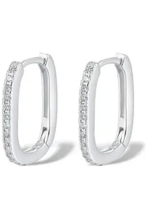 Karma Creolen-Set Damenohrringe Silber 925 mit Kristallen Gold oder Silber 1,5 cm (Ohrschmuck Zirkonia Geschenk, Sterlingssilber), Damenschmuck Goldohrringe Silberohrringe Kreolen silberfarben