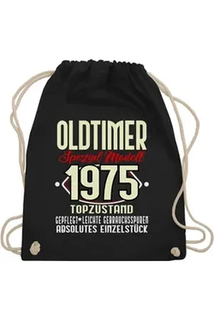 Shirtracer Turnbeutel Oldtimer Spezial Modell 1975 Fünfzigster, 50. Geburtstag schwarz