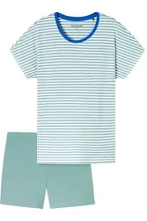 Schiesser Pyjama Damen-Shorty Single-Jersey Streifen grün 40