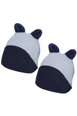 TupTam Erstlingsmütze Baby Erstlingsmütze mit Ohren 2er Pack blau 62-68