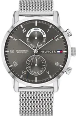 Tommy Hilfiger Multifunktionsuhr DRESSED UP 1710402, Quarzuhr, Armbanduhr, Herrenuhr, Datum, analog, Edelstahlarmband silberfarben