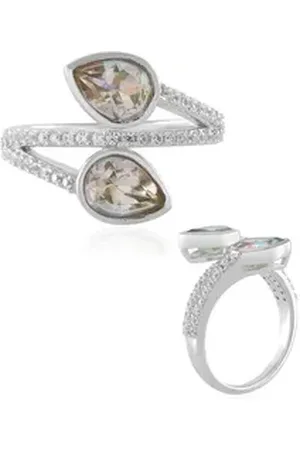 Cavill Silberring Brasilianischer Luna-Quarz & Zirkon Platinbeschichteter Silberring (1-tlg) beige|silberfarben 53