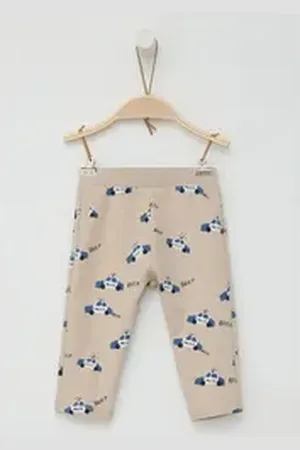 QS by s.Oliver Leggings Weiche Sweathose mit Muster-Print Gummizug beige 80