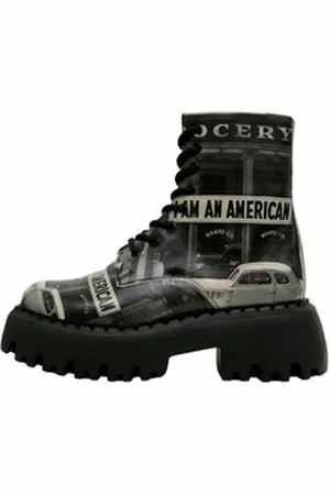Dogo Damen Navy I Am An American Vegan Damen Boots / Female Chelseaboots Vegan grau|schwarz 39 EU