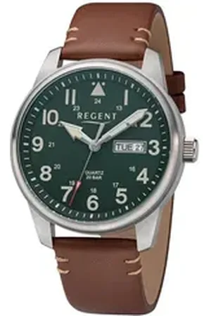 Regent Quarzuhr Herren Uhr Leder braun BA-759 Quarz, Edelstahl, (1-tlg)