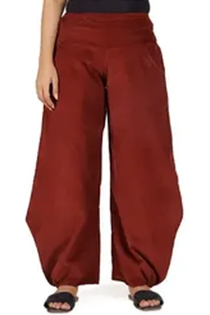 GURU-SHOP Relaxhose Weite Cord Pluderhose, Feincord Boho Hose -.. Ethno Style, alternative Bekleidung rot M